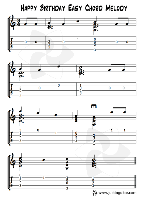 how to play happy birthday on guitar chords